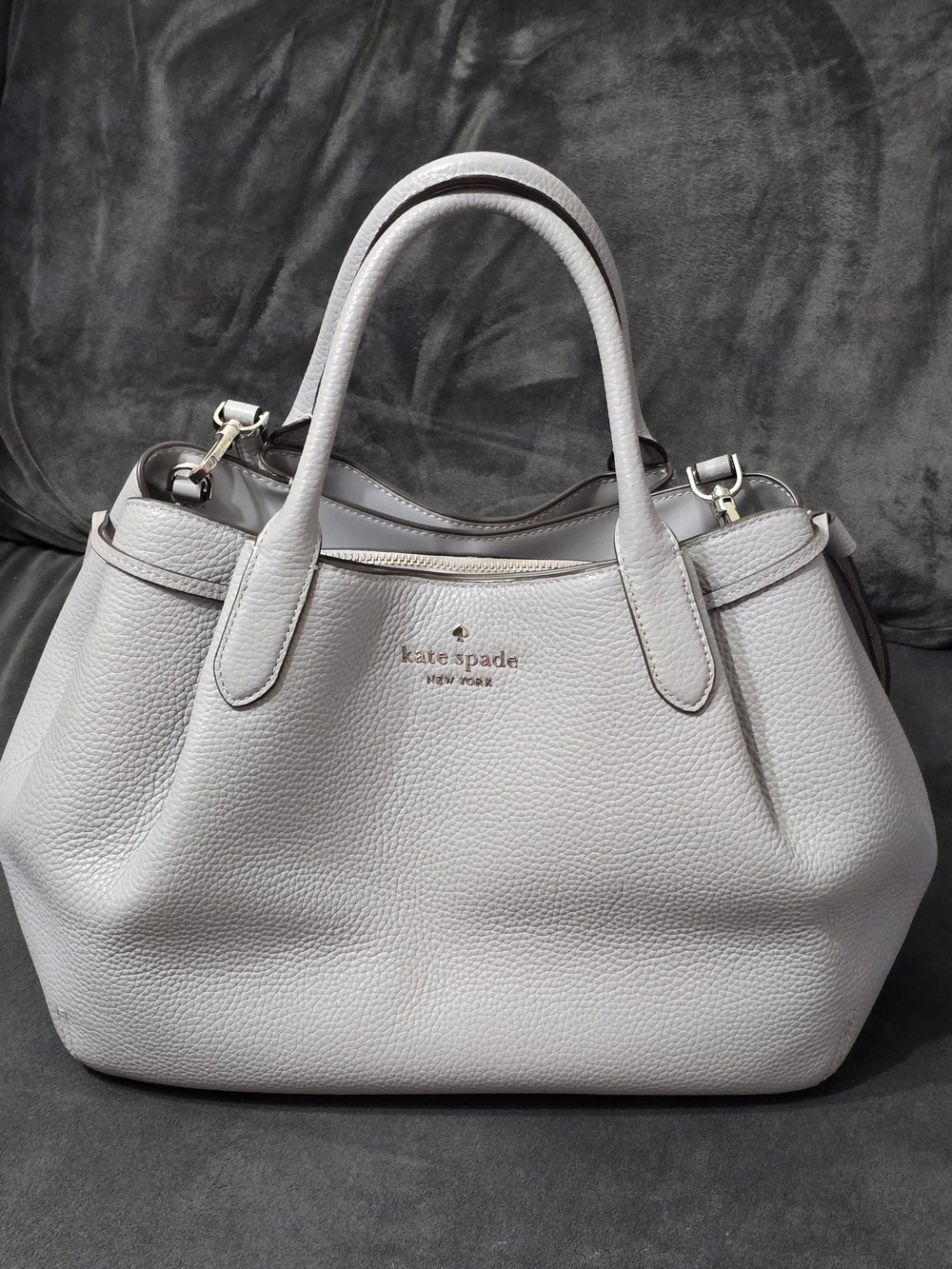 kate spade New York Pebbled Leather Satchel in Light Gray